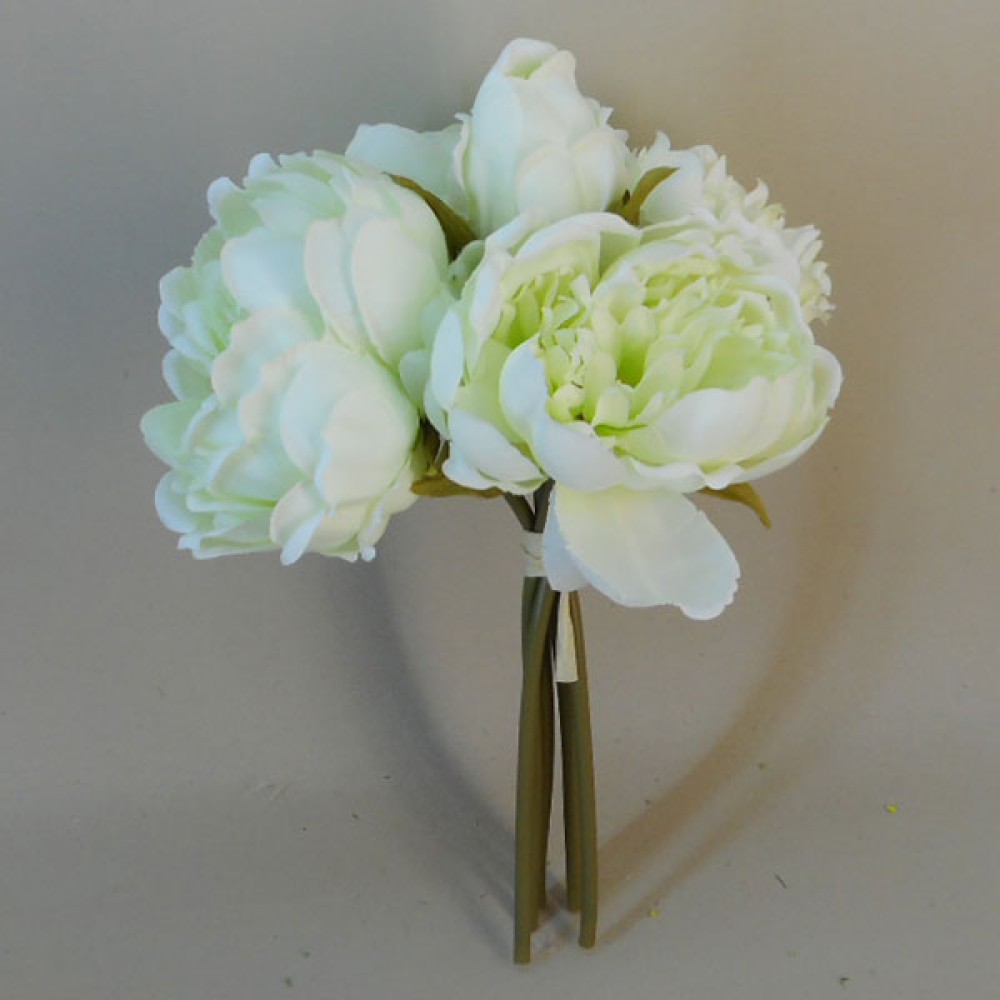 Artificial Peony Posy Pale Green 28cm Artificial Flowers